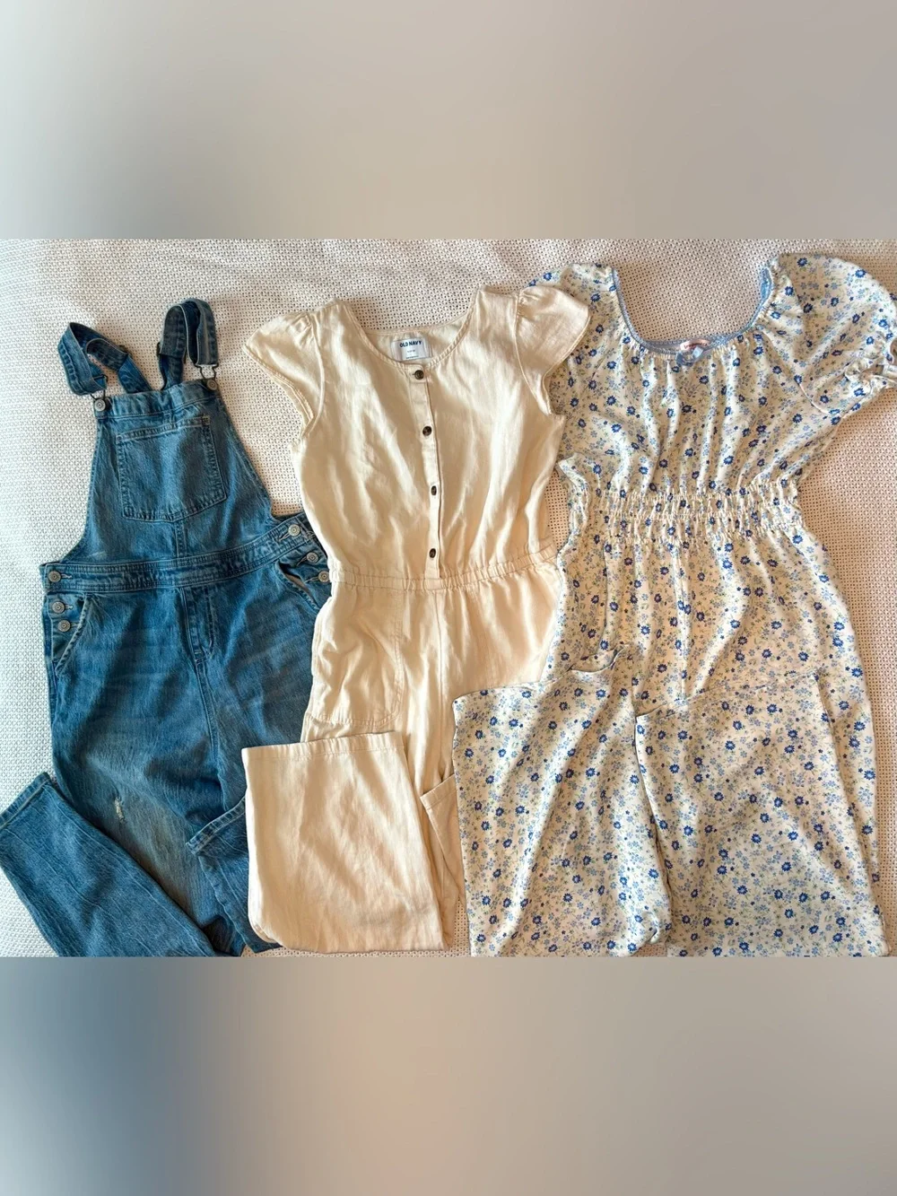 Overalls, Cream Short-Sleeve Button-Front Jumpsuit, & floral chiffon jumpsuit